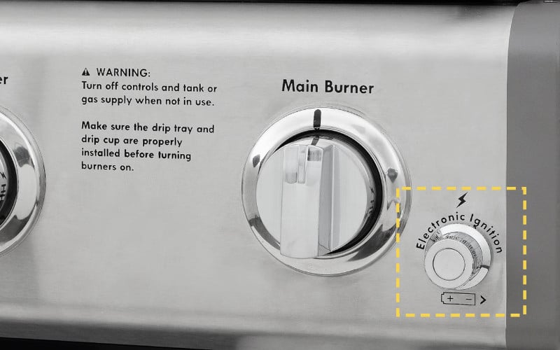 Kenmore Color grill z włącznikiem głównym i wbudowaną zapalarką